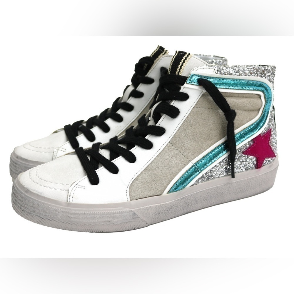 SHU SHOP Roxanne High Top Sneaker White Silver Large